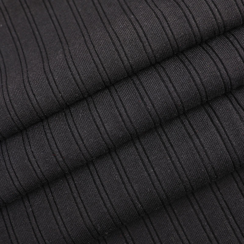 32s CVC + 40D teljes bevonatú 10x2 csíkos spandex bordás kötött